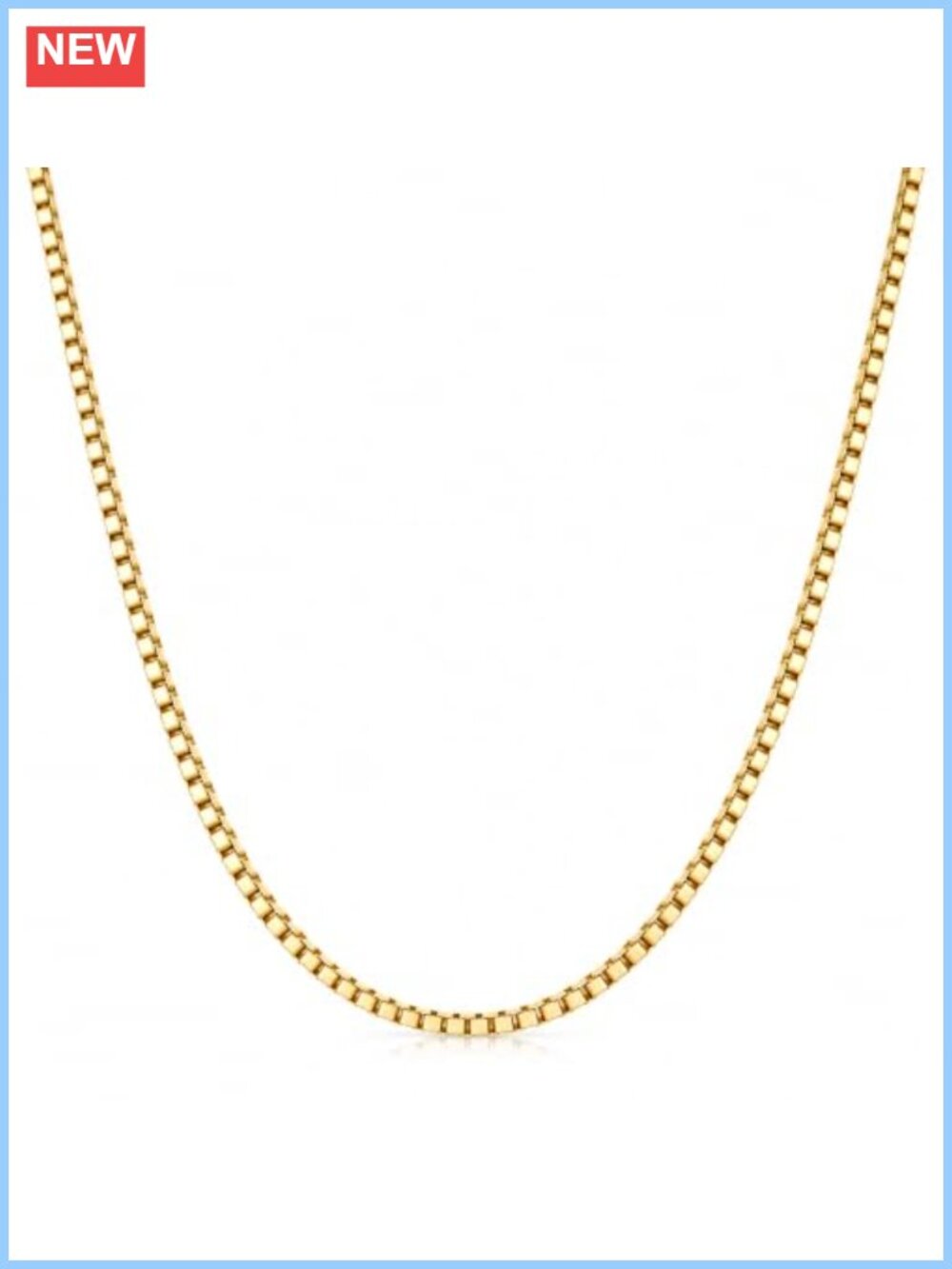 925 Sterling Silver 18K Gold Plated 1mm Box Link Chain Necklace